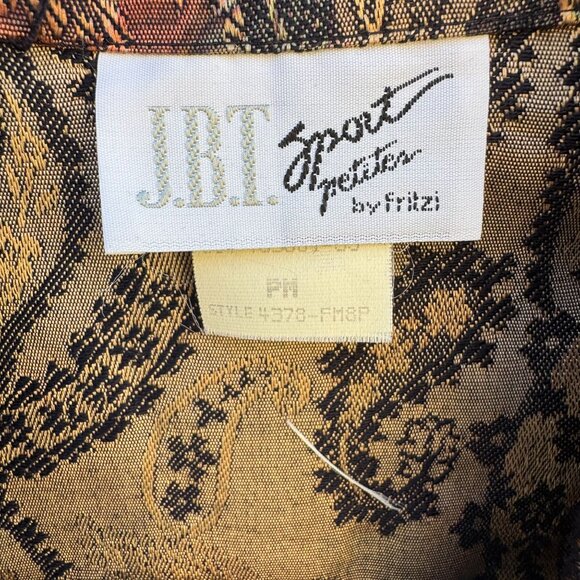 JBT Sport Petite By Fritzi Vintage Womens Paisley Jacquard One Button Blazer PM - Picture 2 of 11